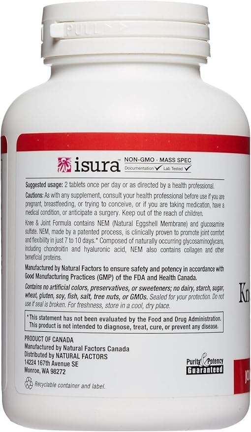 Natural Factors, NEM Knee & Joint Formula, Promotes Flexibility and Comfort, 60 Tablets