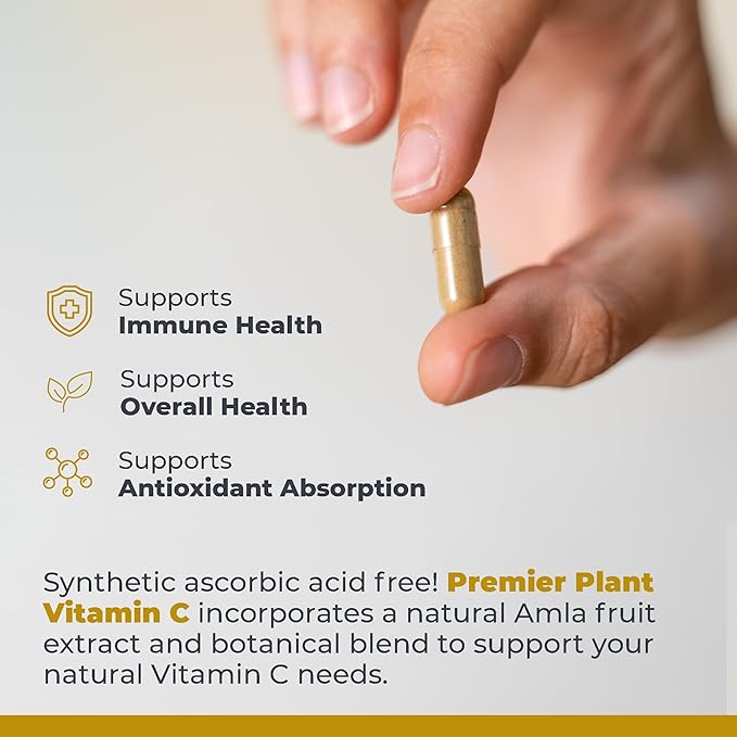 Premier Research Labs Vitamin C Supplement - Natural Vitamin C, Whole Food Vitamin C, Essential C Complex, Pure with Bioflavonoids & Organic Ingredients - 60 Vegetarian Capsules