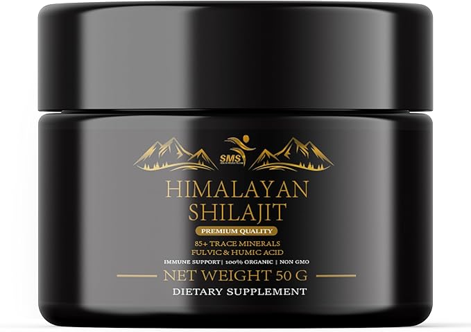 Shilajit Pure Himalayan Shilajit Resin - Gold Grade 100% Pure Shilajit with Fulvic Acid & 85+ Trace Minerals Complex for Energy & Immune Support - 50g