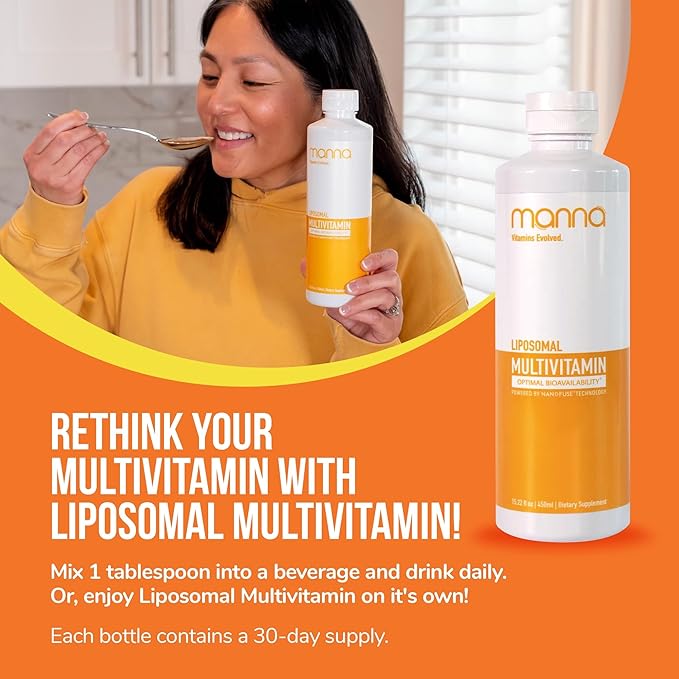Manna Vitamins Evolved Liposomal Multivitamin - Daily Multivitamin Provides 20 Vitamins and Minerals - Multivitamins for Men and Women - Boosts Immune System, Supports Energy and Metabolism