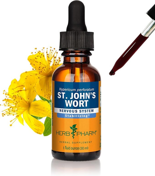Herb Pharm St. John's Wort Liquid Extract for Positive Mood and Emotional Balance, Cane Alcohol, 1 Ounce
