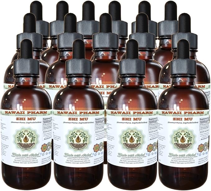 Hawaii Pharm Zhi Mu Alcohol-Free Liquid Extract, Zhi Mu, Anemarrhena (Anemarrhena Asphodeloides) Root Glycerite Natural Herbal Supplement, USA 15x4 fl.oz