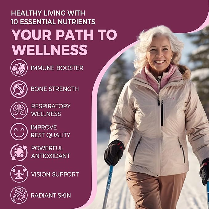 10-In-1 Immune Gummies with Multivitamins, 100% Daily Zinc, Vitamin C & D3 Immunity Supplement + Echinacea, Sambucus Elderberry, Turmeric, Magnesium - Immune Support, Overall Health, Sugar Free, 60Cts