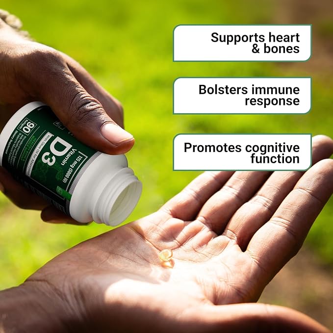 Essential Elements D3 Vitamins 5000 IU Softgels with Olive Oil for Bone, Muscle, & Immune Support