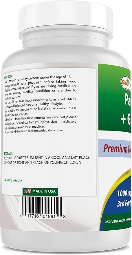 Best Naturals Parsley and Garlic 1000 mg per Serving 250 Vegetarian Capsules. Gluten Free and Non-GMO.