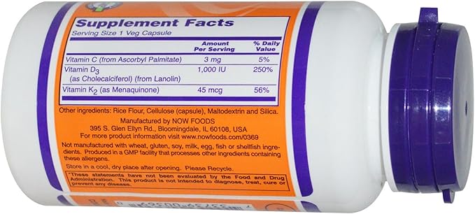 Vitamin D-3 & K-2 120 VegiCaps (Pack of 2)