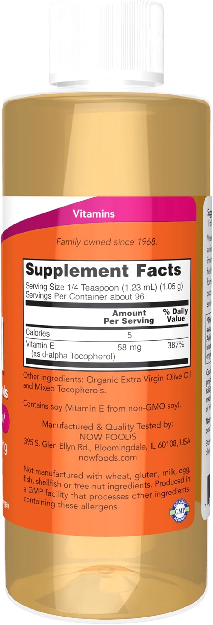 NOW Foods Supplements, Natural Vitamin E-Oil (D-Alpha Tocopherol) plus Mixed Tocopherols, Antioxidant Protection*, 4-Ounce