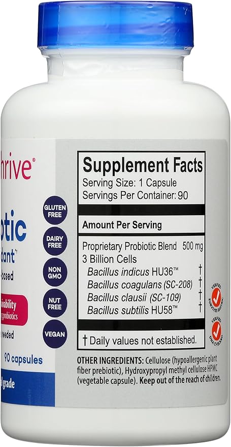 Just Thrive Probiotic & Antioxidant Supplement - 100% Spore-Based Digestive and Immune Support - Gluten Free, 90 Caps