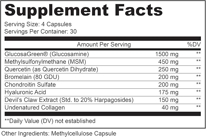 LIVELY VITAMIN CO. Joint Jive - Lubricate Joints (Knee, Ankle, Neck, Shoulder, Back) - Collagen - Glucosamine - MSM - Quercetin - Chondroitin - Devils Claw - Shellfish-Free Formula - 120 Count