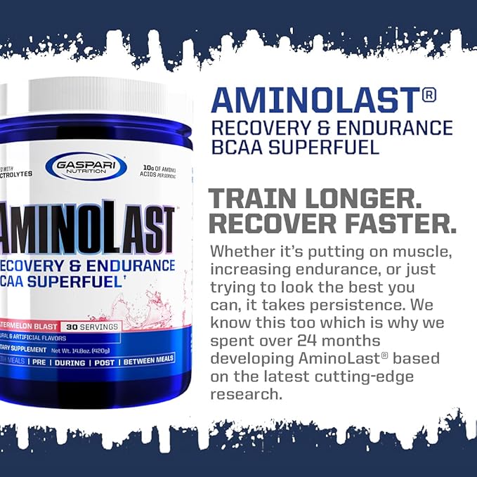 Gaspari Nutrition: AminoLast, Muscle Recovery and Endurance BCAA Fuel, Enhances Recovery & Replenishes Electrolytes, 30 Servings (Peach Raspberry)