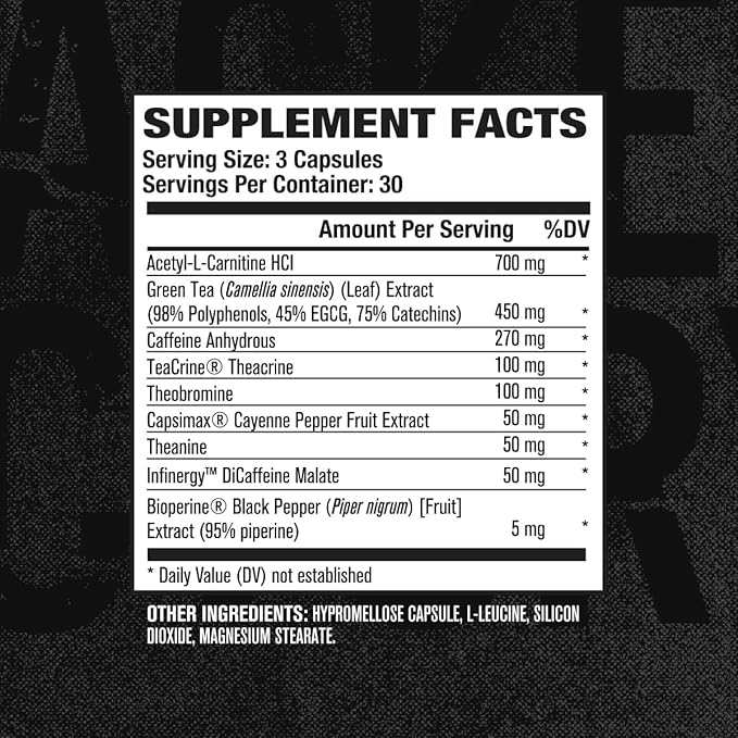 Jacked Factory Burn XT Black Thermogenic Fat Burner - Weight Loss Supplement, Appetite Suppressant, Nootropic Energy Booster | TeaCrine, Acetyl L-Carnitine, Green Tea Extract - 90 Veg Diet Pills
