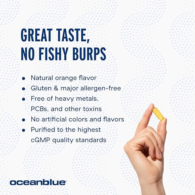 Oceanblue Professional Omega 3 2100-120 ct - High Potency Triple Strength Burpless Fish Oil with EPA, DHA & DPA - Wild Caught - Natural Orange Flavor, 60 Servings