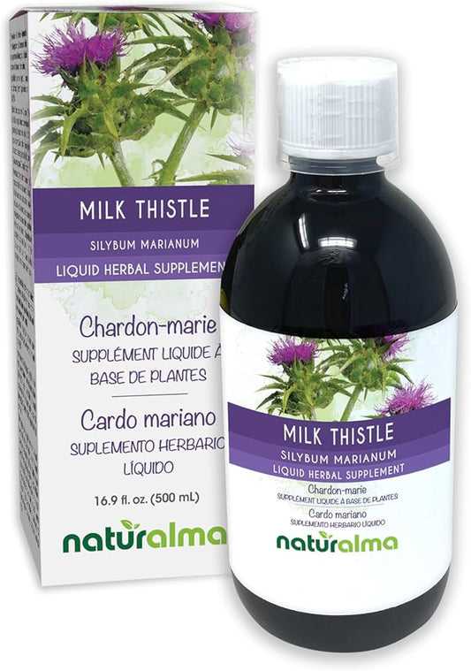 Naturalma Milk Thistle (Silybum marianum) Fruit and herb Alcohol-Free Tincture - 16.9 fl oz Liquid Extract in Drops - Herbal Supplement - Vegan