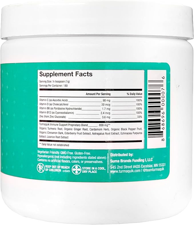 Turmaquik 3.2 Ounce Organic Golden Milk Turmeric Powder – Immune Support Superfood Blend with Ginger, Black Pepper, Curcumin, Cinnamon, Cardamom, Vitamins C, D, B6, B12, and Zinc