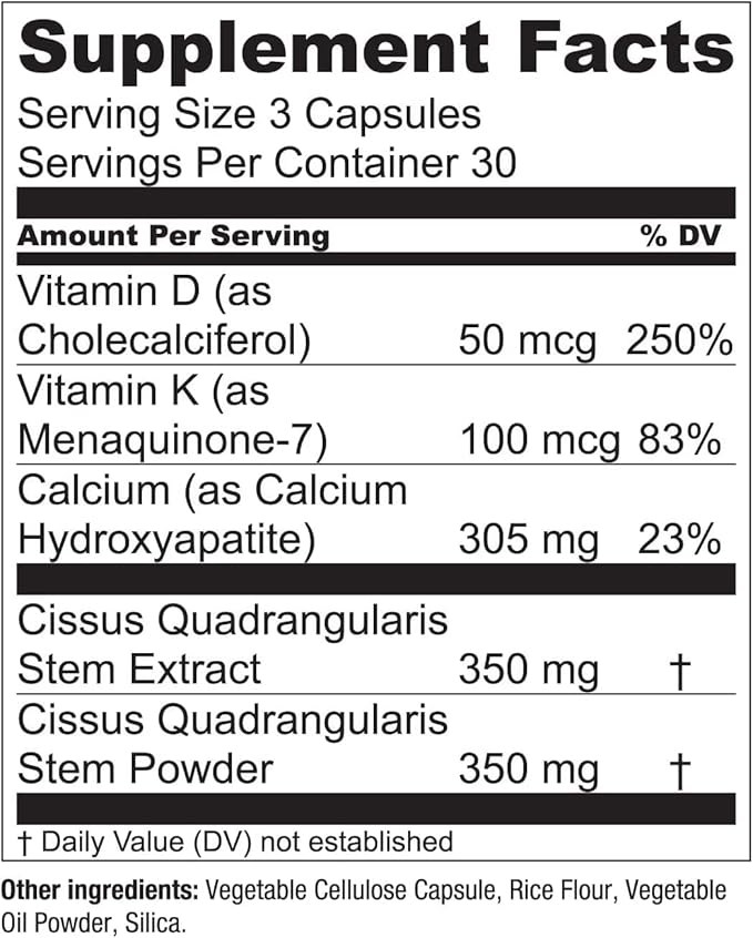 Essential Elements Bone Boost Bone Health Supplement - Bone Support and Calcium Supplement with Vitamin D 3, K2, Cissus Quadrangularis for Bone Strength - 180 Capsules (60 Day Supply) (2-Pack)