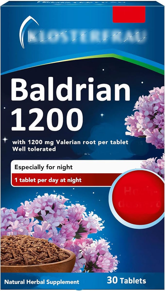 Baldrian 1200, with Valerian Root Dry Extract, Vegan, Lactose-Free, 30 Tablets