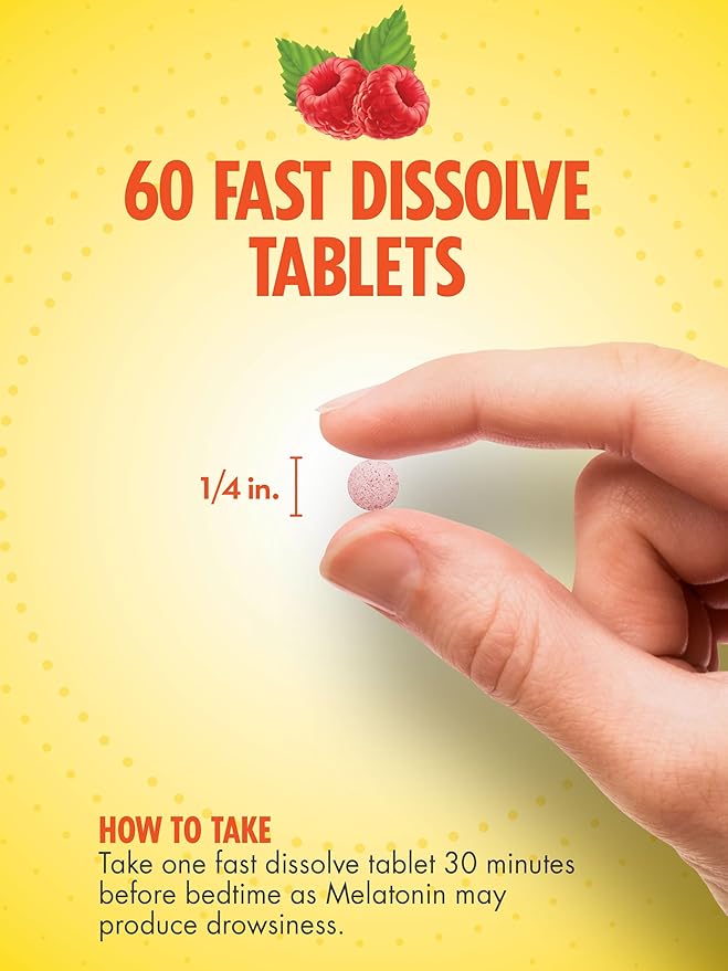 Sundance Melatonin 5mg Fast Dissolve Tablets | 60 Count | Natural Berry Flavor | Vegetarian, Non-GMO, and Gluten Free Supplement