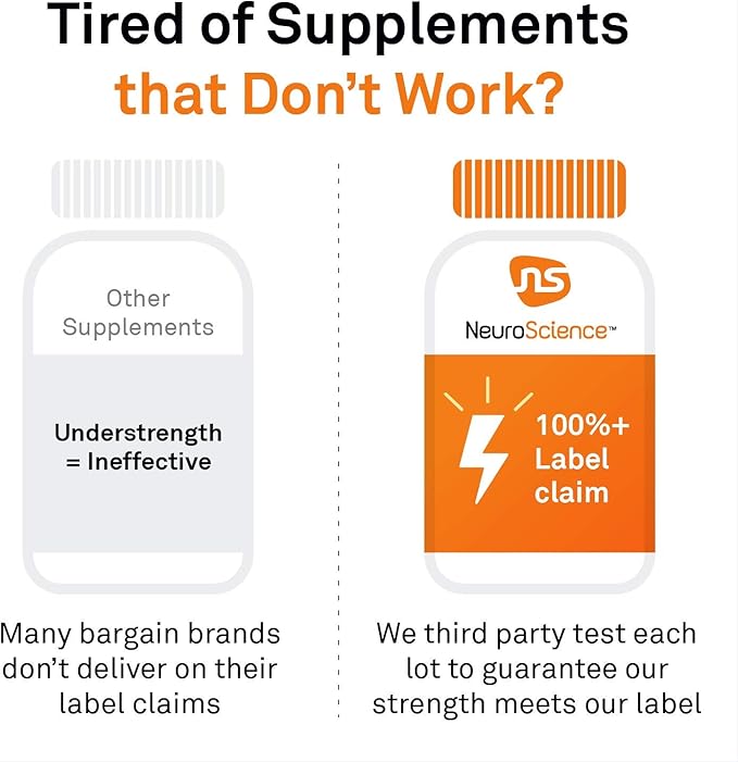 NeuroScience Focus DL Brain Supplements for Memory and Focus Support - Targeted Brain Health Supplements with 500mg of Amino Acid DL-phenylalanine - Support Attention & Productivity (60 Capsules)