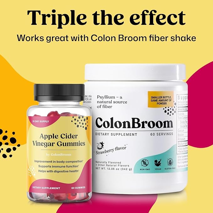 ColonBroom Apple Cider Vinegar Gummies for Women, 60 Gummies, 30 Day Supply, Vegan, Non-GMO Supplement – Supports Body Composition, Boost Metabolism & Improves Digestive Wellness