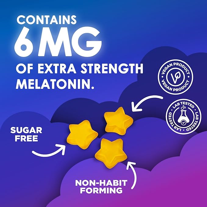 Sleep Gummies for Adults 6mg - Sugar Free Extra Strength Melatonin Gummy, Natural Sleeping Gummy for Adults, Kids, Orange Flavored, Vegan, Non-GMO, Sleep Vitamin Support Supplement - 60 Gummies