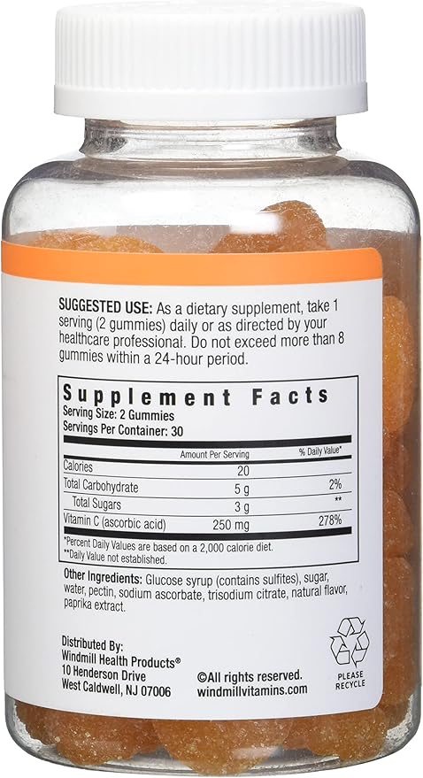 NutritionWorks Vitamin C 250 mg Gummies, Supports Immune Health, Packed with Potent Antioxidants, 60 Gummies