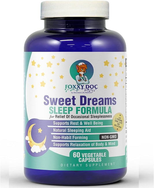 Melatonin Sleep Supplement with GABA, 5-HTP, L-Theanine - Sweet Dreams – by Dr. Valerie Nelson