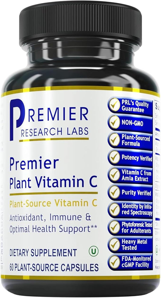 Premier Research Labs Vitamin C Supplement - Natural Vitamin C, Whole Food Vitamin C, Essential C Complex, Pure with Bioflavonoids & Organic Ingredients - 60 Vegetarian Capsules