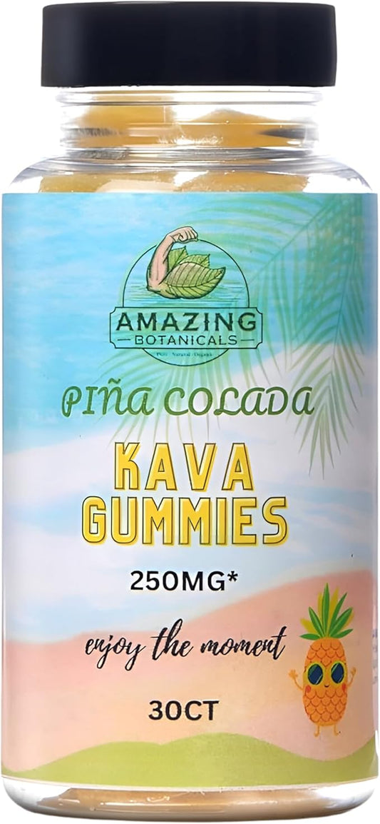 Tropical Pina Colada Kava Gummies - 250mg per Gummy - Vegan, Gluten-Free - 30 Gummies