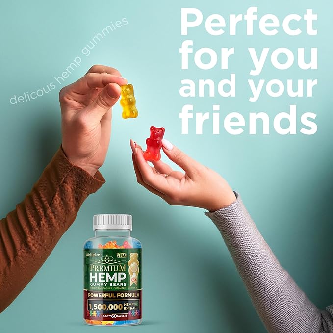 WELLUTION Hemp Gummies – High Potency 1,500,000 MCG – Natural Fruity Bear for Relaxation and Peace - Fast-Acting - 60ct