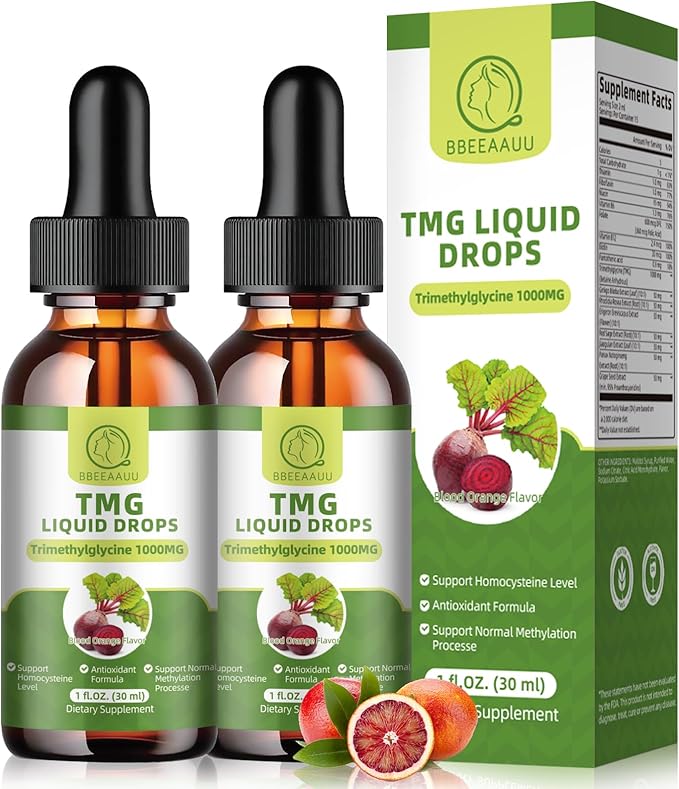 (2 Pack) TMG (Trimethylglycine) Supplement Liquid Drops & TMG (Trimethylglycine) Supplement Capsules
