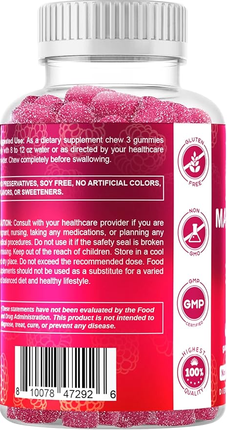 Vitamatic Extra Strength Magnesium Gummies – 255 mg Elemental Magnesium per Serving – 60 Gummies (2-Pack) Supports Relaxation, Muscle Function, Bone Health & Energy – Vegan, Non-GMO, Gluten-Free