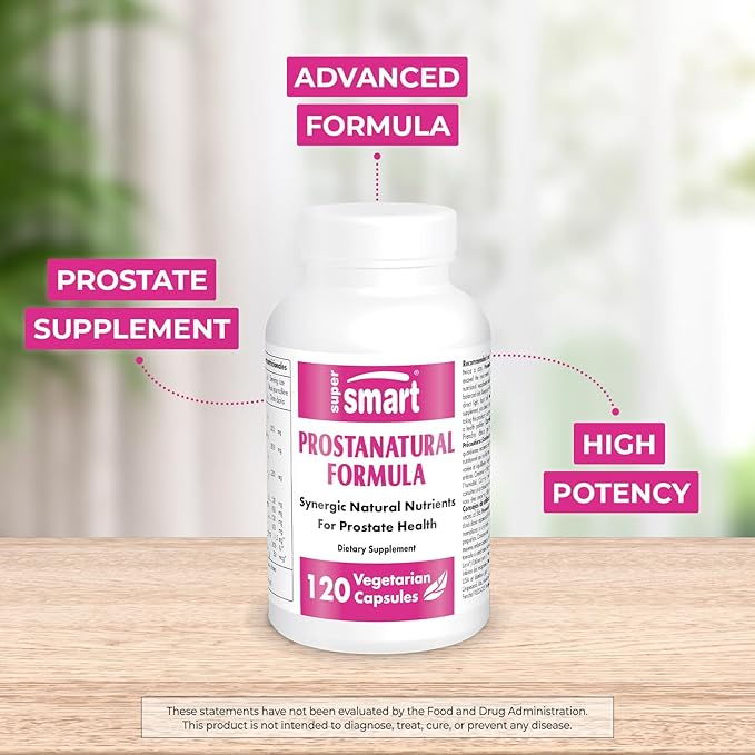 Supersmart - ProstaNatural Formula (Advanced Formula) - with Saw Palmetto, Nettle Root, Beta-Sitosterol - Prostate Supplement | Non-GMO & Gluten Free - 120 Vegetarian Capsules