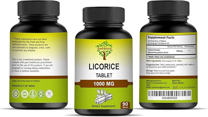 1000 mg Licorice Chewable Tablets | Digestive Support & Relief for Men & Women | Herbal Supplement for Heartburn and Upset Stomach | Non-GMO, Gluten Free | 90 Tablets, 45 Days Supply