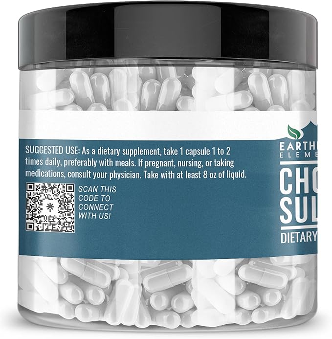 Earthborn Elements Chondroitin Sulfate 200 Capsules, Pure & Undiluted, No Additives