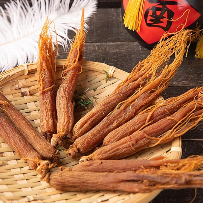 Red Ginseng Roots Whole Root Pieces - Red Panax Ginseng Roots Ginseng Red Ginseng Korean Red Ginseng Supplement Red Ginseng Tea Energy Chews (500 Grams /1.10 lbs)