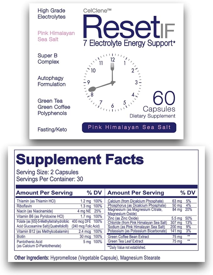 ResetIF, 7 Energy Electrolytes, Methyl B12 & Methly Folate, Green Tea & Green Coffee Extracts, B Complex, Zinc, 72 Trace Minerals