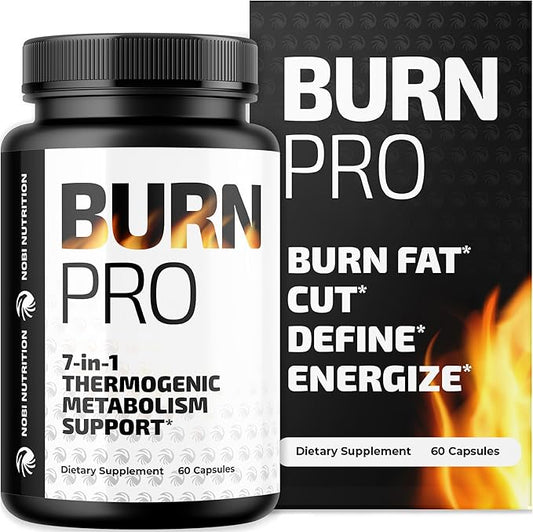 Burn Pro 7-in-1 Thermogenic Metabolism Booster | Weight Management Support Supplement with Appetite & Energy Support | Bloating Relief, Targeted Belly Toning & Keto Inducing | Slim, Trim & Tone | 60ct