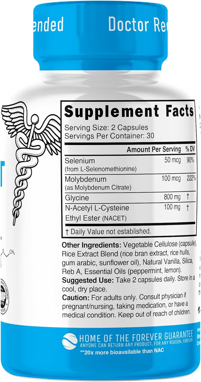 GlyNAC-ET NAC Supplement N-Acetyl Cysteine Ethyl Ester - 20x More Bioavailable Than GlyNAC - Glycine & N-acetylcysteine Ethyl Ester Anti Aging Supplement, Boost Glutathione (60 Capsules)