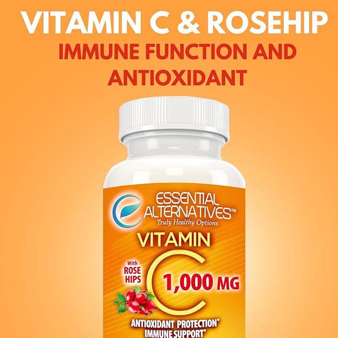 Vitamin C 1000mg with Rose HIPS. Antioxidant Protection, Immune Support. 60 Tablets