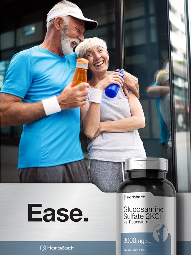 Horbäach Glucosamine Sulfate 2KCI with Potassium | 3000mg | 240 Capsules | Non-GMO and Gluten Free Supplement