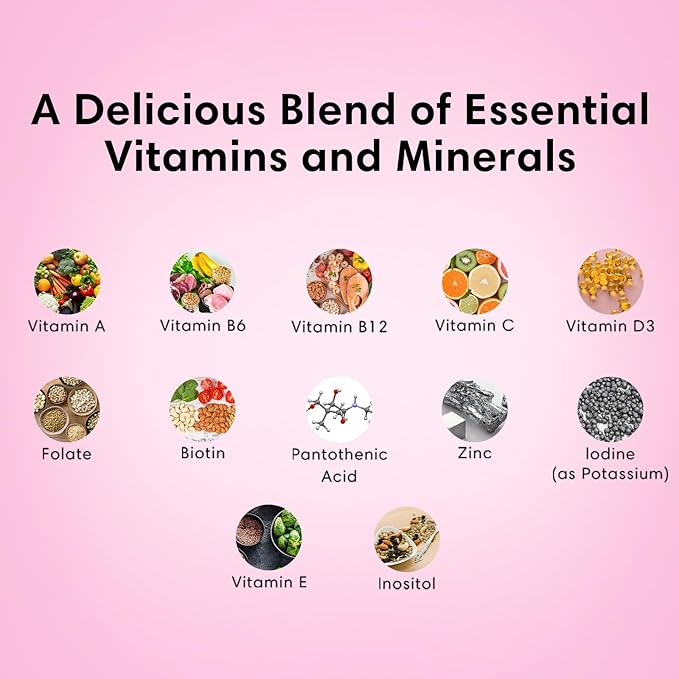FLEUR Bloom & Glow Hair Skin and Nails Gummies, Hair Growth Supplement with Biotin & Inositol, Antioxidant Rich Vitamin A, C & E Gummies for Skin and Nail Repair, Sugar-Free, 60 Vegan Gummies