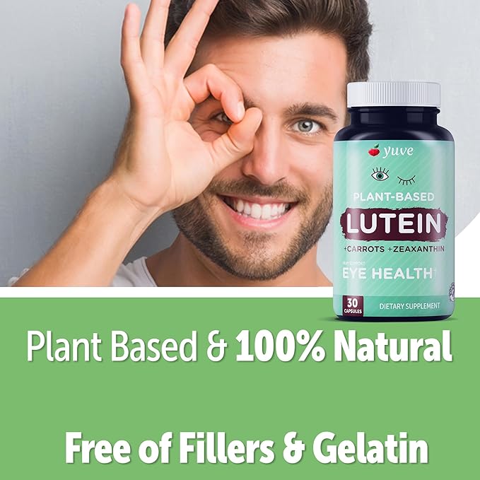 Yuve 20mg Lutein & Zeaxanthin Eye Health Supplement with Clinically Studied Lutemax 2020 Carotenoid Complex - Supports Dry Eyes, Fatigue & Vision Clarity - 30 Vegan Capsules