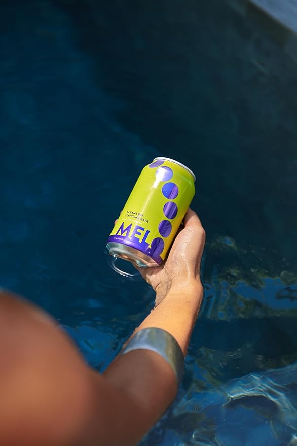 Melo Sparkling Kava Drink, Banana Cream, Sugar Free Non Alcoholic Drinks with Zero Calories, Gluten Free, Vegan, 100% Natural Mocktail with 100mg Kava Root per Drink, 6 Pack, 12 oz Cans