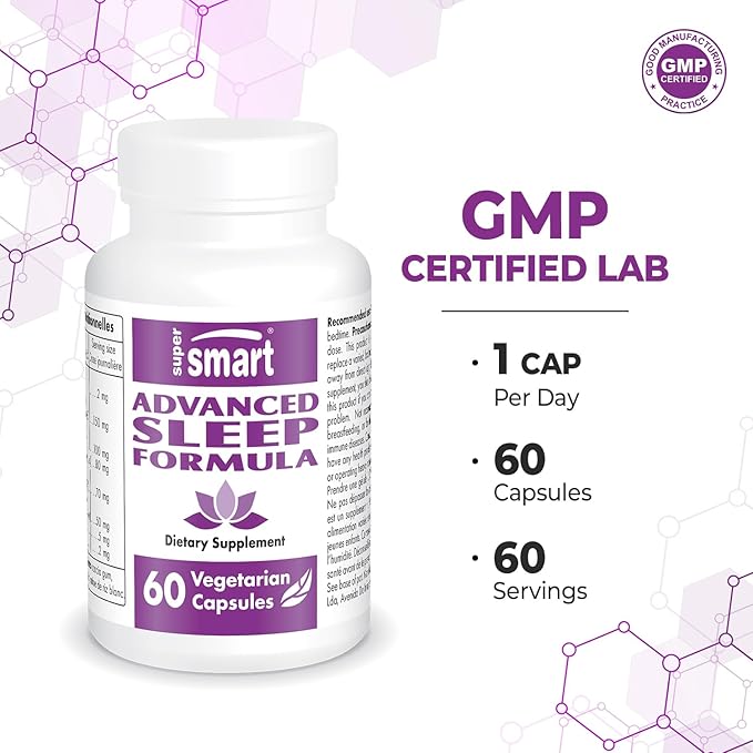 Supersmart - Advanced Sleep Formula (High Strength) - with Melatonin, Valerian Root, California Poppy, Passion Flower, Lithium Orotate | Non-GMO & Gluten Free - 60 Vegetarian Capsules