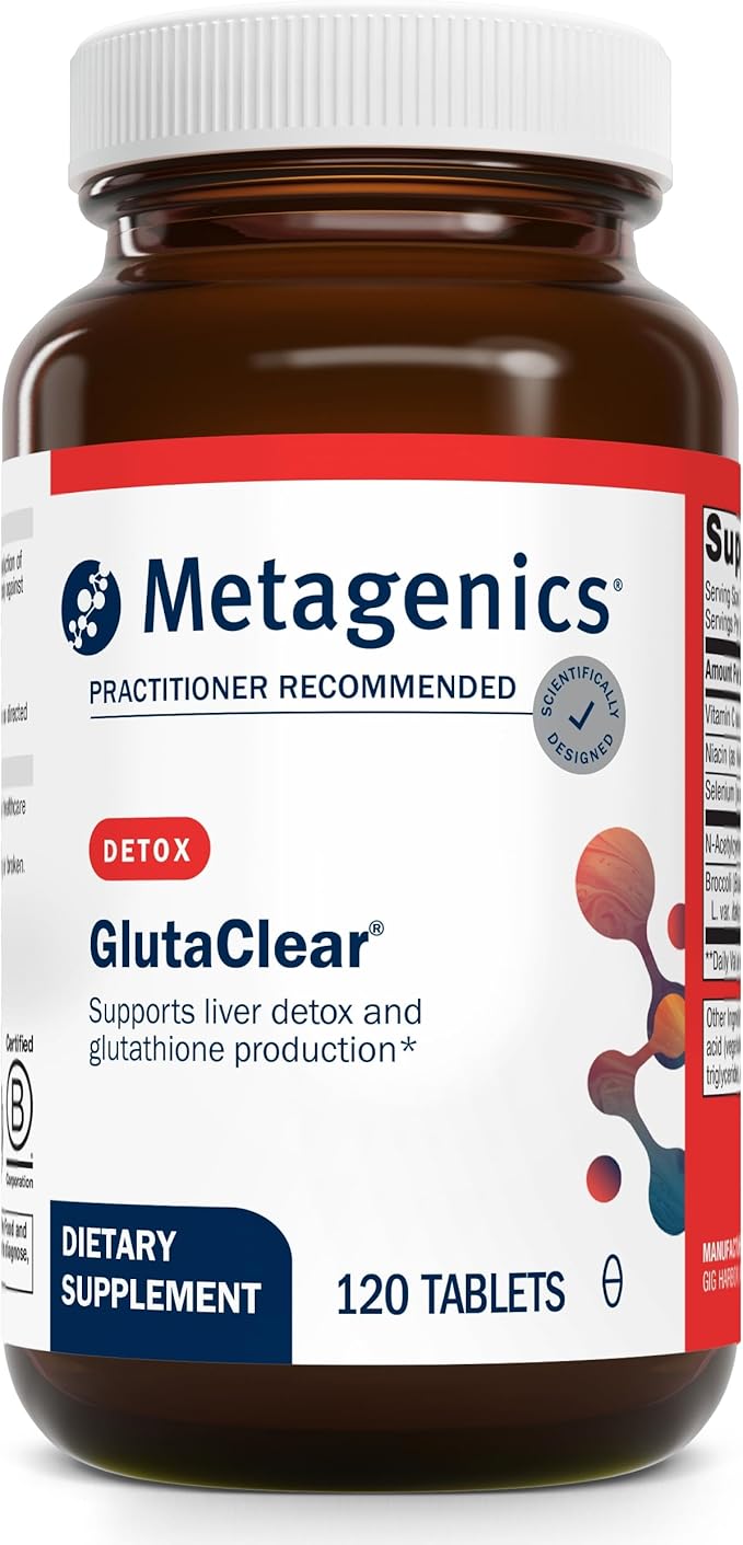 Metagenics GlutaClear - Advanced Glutathione Support* - 750 mg Niacin - Potent Antioxidant Support* - with Broccoli Seed Extract & Vitamin C - Non-GMO & Gluten Free - 120 Tablets