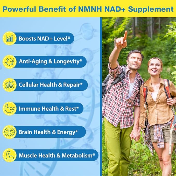 NMNH Supplement (Dihydronicotinamide Mononucleotide)500mg Per Serving, NMNH NAD Supplements for Women & Men, NMNH to Boost NAD+ Levels As We Age for Anti Aging, Cell Health*, Brain* , Energy-180 Count