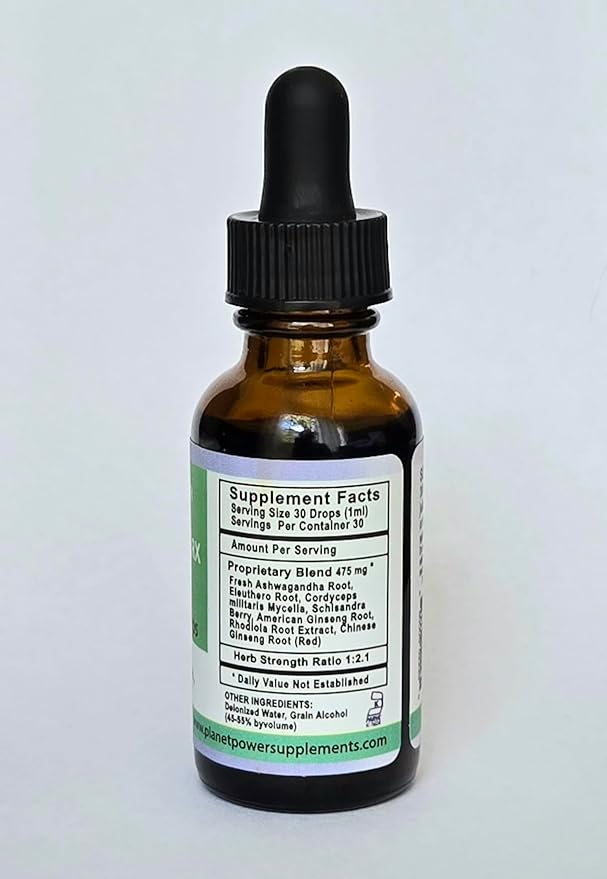 Adrenal Daily Liquid Drops. Supports Wellness & Energy. Supplement with Adaptogenic Herbs Ashwagandha, Eleuthero, Rhodiola & Cordyceps