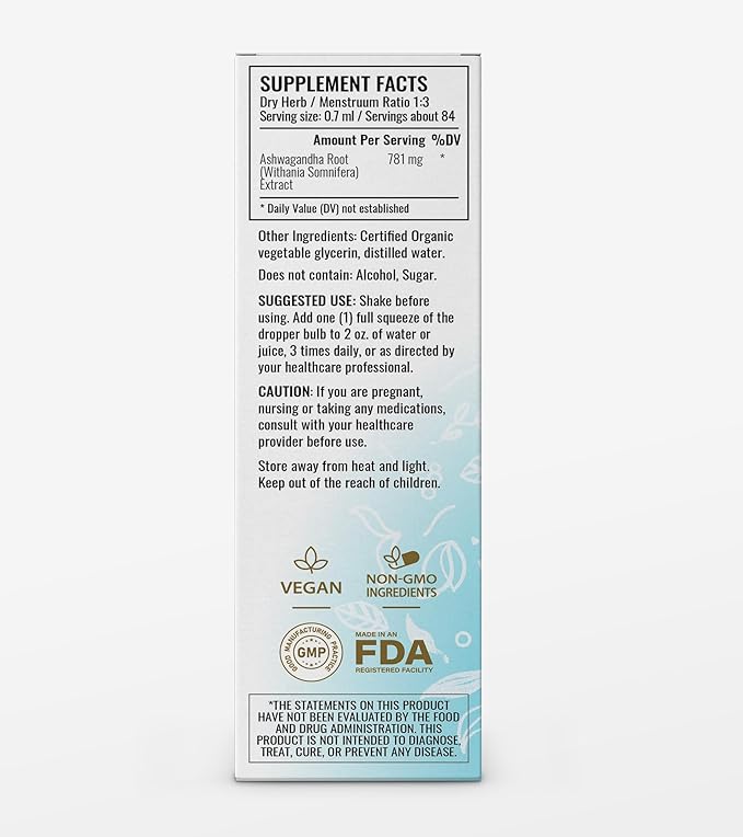 HERBAMAMA Ashwagandha Liquid Drops - Vegan Ashwagandha Root Extract for Calm & Mood Support - Non-GMO, Alcohol & Sugar-Free Calming Supplement for Adults, 28-Day Supply