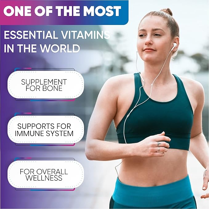 Vitamin D3 High Potency 5000 IU (125 mcg), Bone, Teeth, Muscle & Immune Health Support, Non-GMO, Gluten-Free, 2 Month Supply in Rapid-Release High Absorption Vitamin D, Easy to Swallow, 60 Softgels