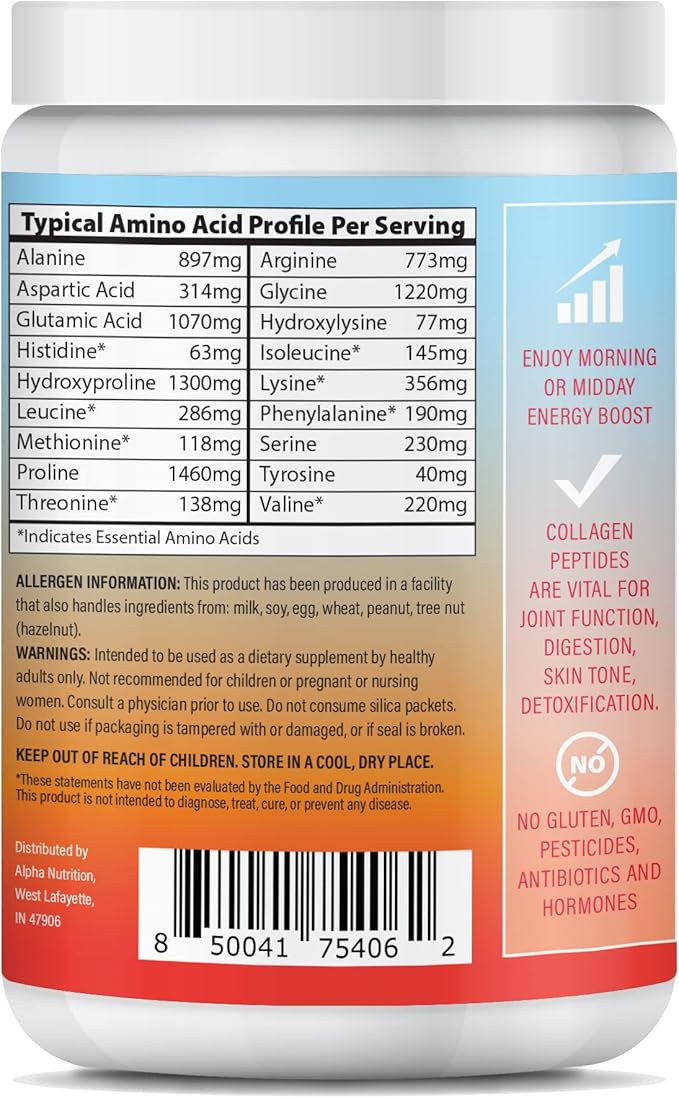 Peptide Energy Collagen Powder Hair, Nail, Skin, Type I & III,Caffeine for Energy, Vitamin C, Biotin, Hyaluronic Acid, Zero Sugar – 8.92 oz (Strawberry Margarita)